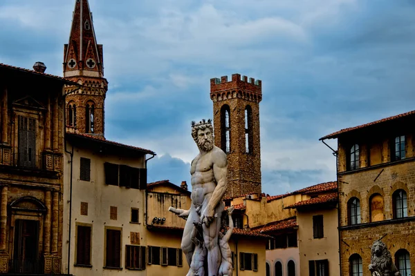 The Fountain of Neptune in Florence, Italy, situated in the Piazza della Signoria.
