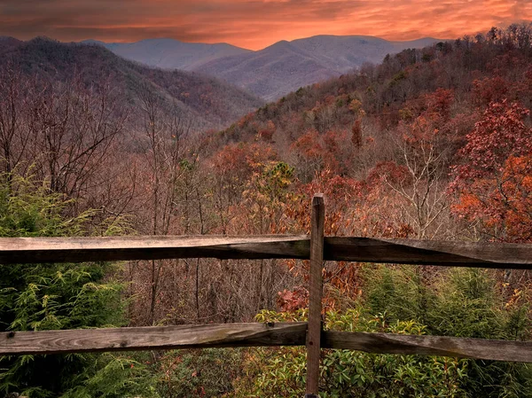 Sunset Smoky Blue Ridge Mountains Western North Carolina — Foto Stock