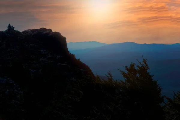 Solnedgång Över Farfar Mountain North Carolina — Stockfoto