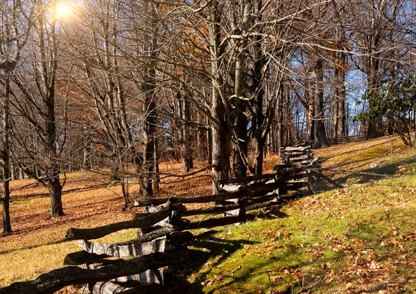 Höstlandskap Med Gamla Trästaket Bergen North Carolina — Stockfoto