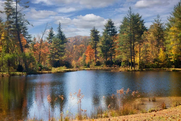 Höstlandskap Med Berg Och Sjö Västra North Carolina — Stockfoto