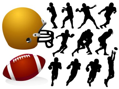 Amerikan futbolu silhouettes - vektör