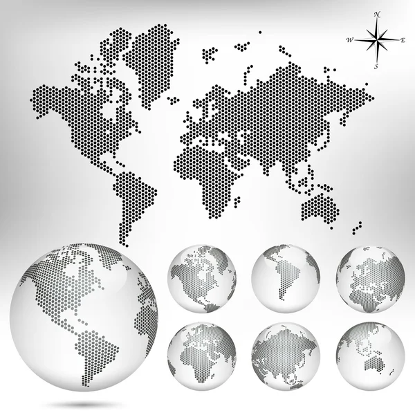 Vektor tečkované mapu a zeměkoule Royalty Free Stock Vektory