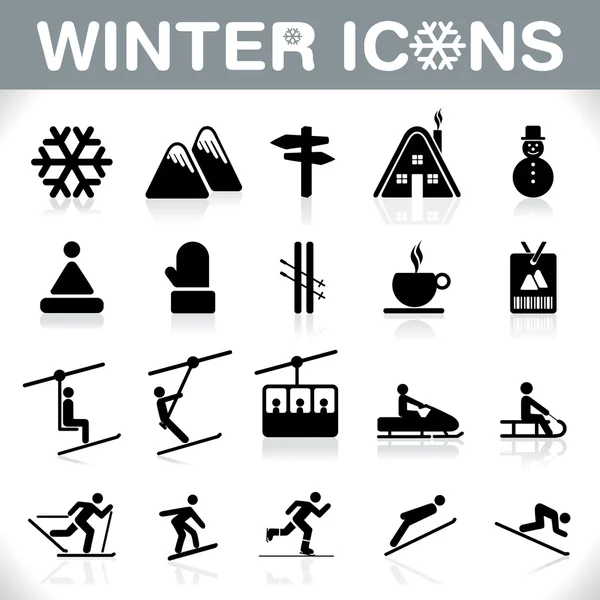 Winter iconen set – vector — Stockvector