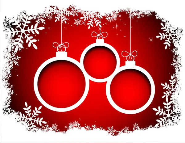Boules de Noël avec cadre en flocon de neige — Image vectorielle