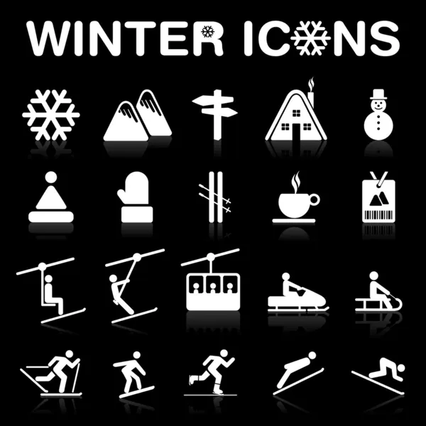 Winter Icons Set (Negative) - VECTOR eps8. — Stock Vector