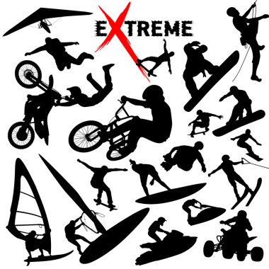 Vector eXtreme sport silhouettes clipart