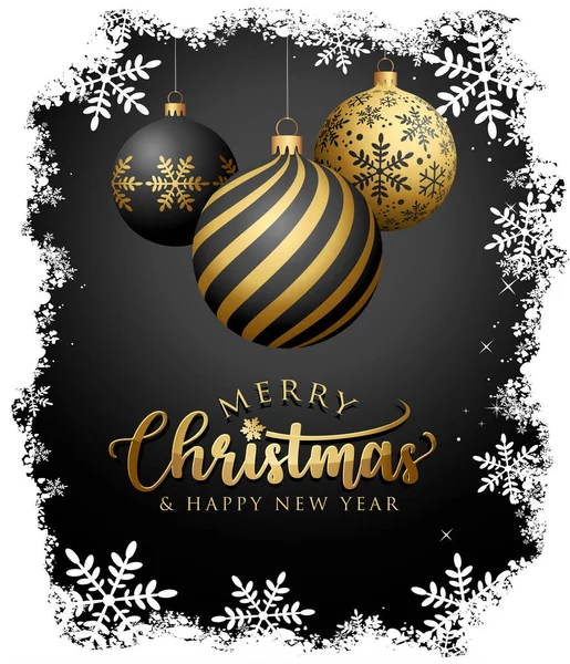 Zlaté Vánoční Koule Tmavém Pozadí Blahopřání Veselé Vánoce Vektorové Ilustrace Vektorová Grafika
