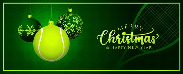 Tennis Christmas Balls Greeting Card Vector Illustration — Stock Vector