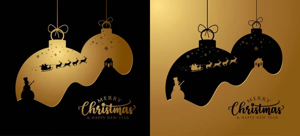 Santa Sleigh Christmas Decorations Abstract Christmas Night Luxury Greeting Card — Stock Vector
