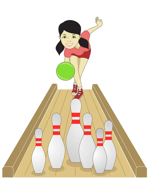 Bowling girl — Stock Vector