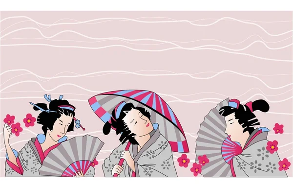 Mujer japonesa tradicional — Vector de stock