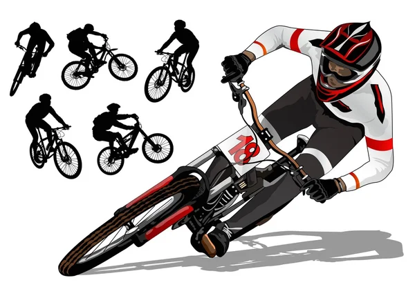 Mountainbike aktiva Royaltyfria illustrationer