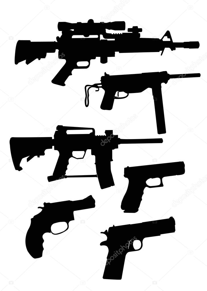 Silhouette of deadly machine guns