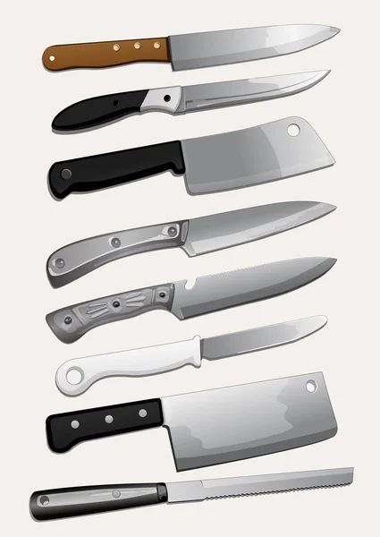 Kinds of kitchen knives — Stock Vector