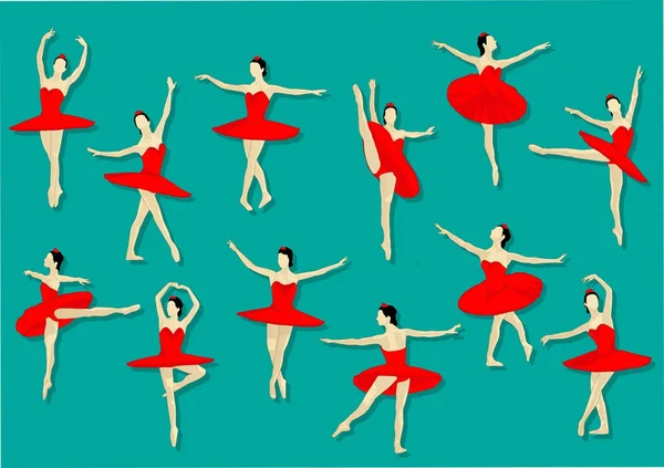 Bailarina roja — Vector de stock