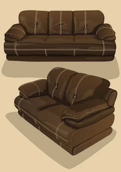 Sofá asiento marrón — Archivo Imágenes Vectoriales