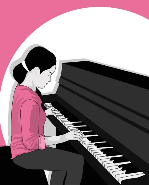 Chica tocando el piano — Vector de stock