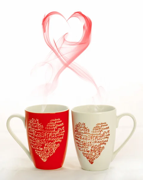 Cuffee koppar med kärlek Stockbild