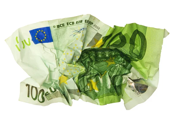 Verfrommeld bankbiljet van 100 euro Stockafbeelding