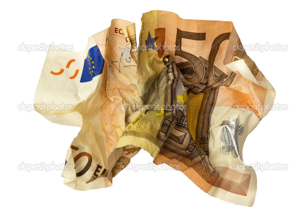 Crumpled Euro banknote