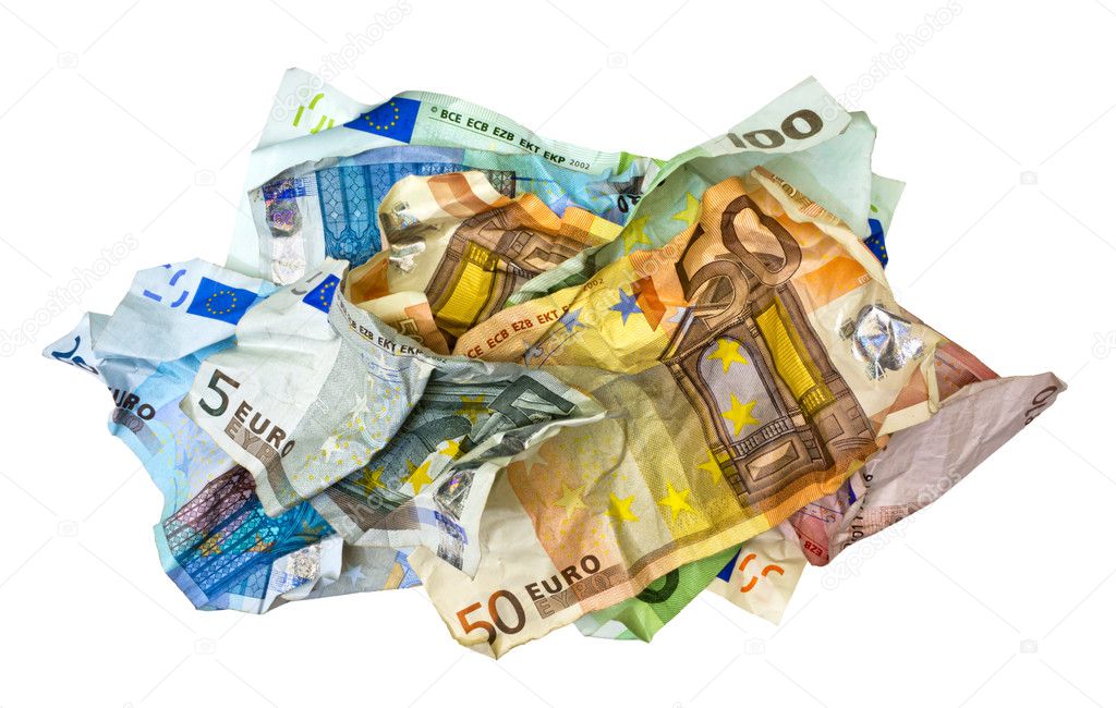Old crumpled Euro banknotes