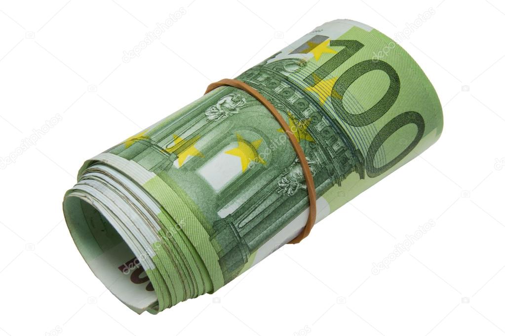 Roll of Euro banknotes