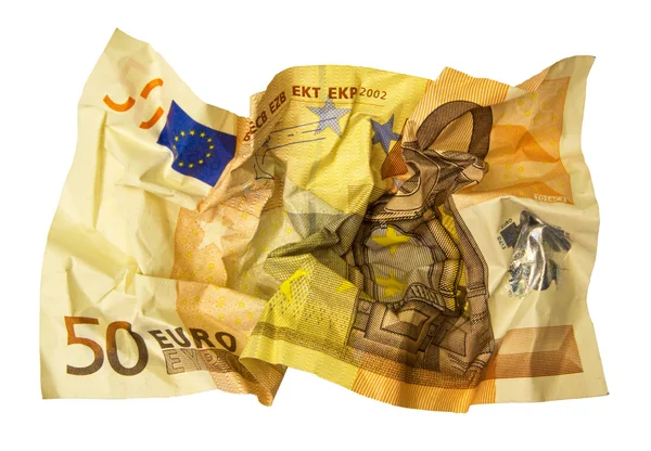 Crumpled 50 Euro banknote — Stock Photo, Image
