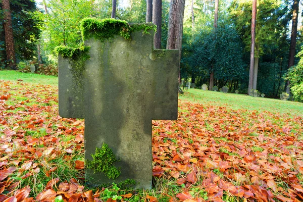 Grave headstone in fall — Stock Photo, Image