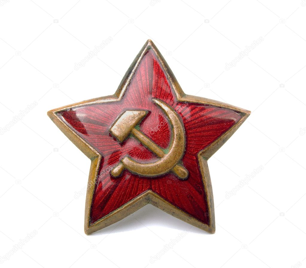 Old soviet star isolated on white background