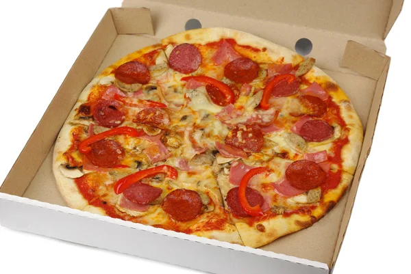 Pizza en caja — Foto de Stock