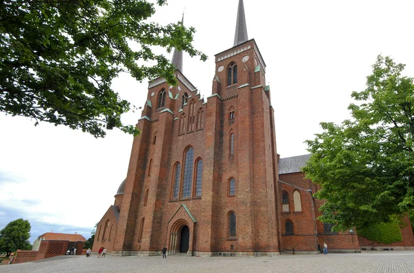 Exteriér katedrály roskilde v Dánsku Royalty Free Stock Fotografie