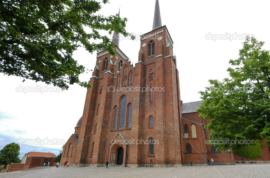 Exterior of the cathedral of Roskilde in Denmark
