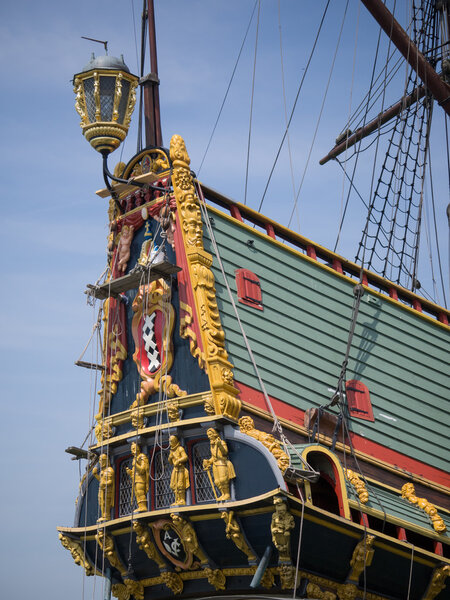 Stern of Batavia historic tall ship