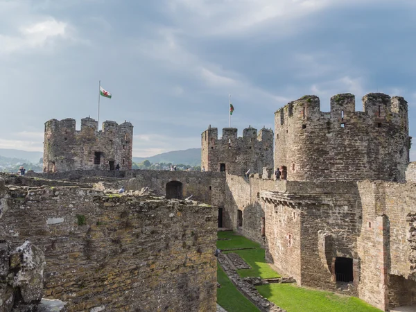 Visa på conwy castle, wales — Stockfoto