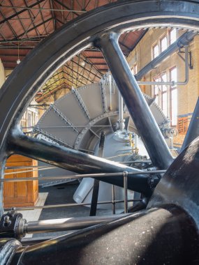 Machine room of historic steam pumping station clipart