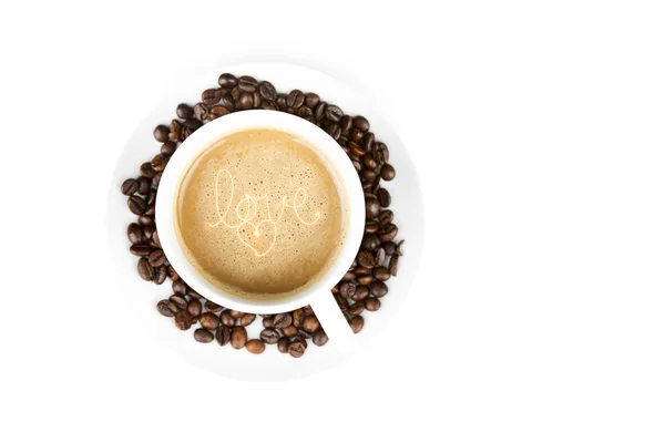 Coffee cup with beans — Stock Photo, Image