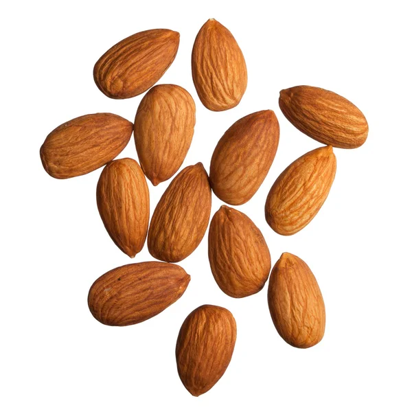 Amandes isolées sur fond blanc — Photo