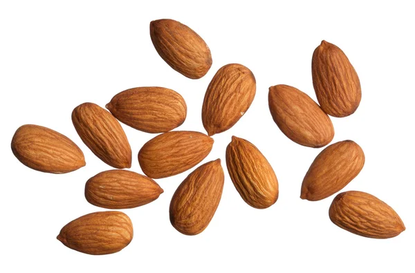 Amandes isolées sur fond blanc — Photo