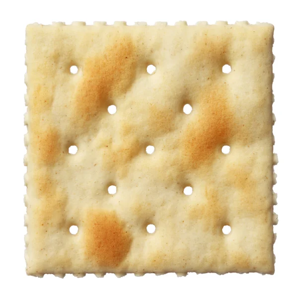 Saltine soda cracker na białym tle — Zdjęcie stockowe