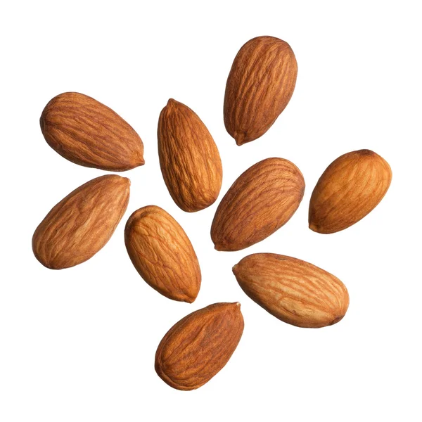 Amandes isolées sur fond blanc — Photo