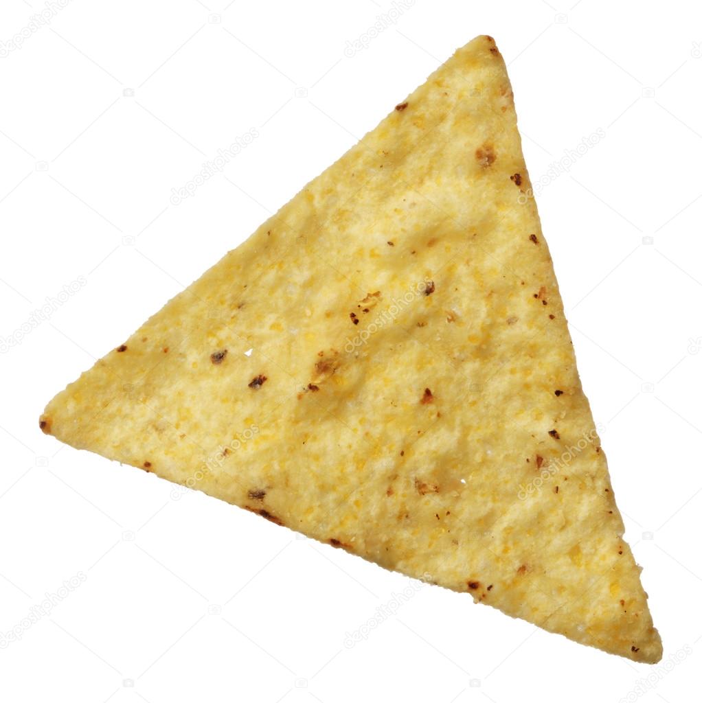 Corn tortilla chip isolated on white background Stock Photo by