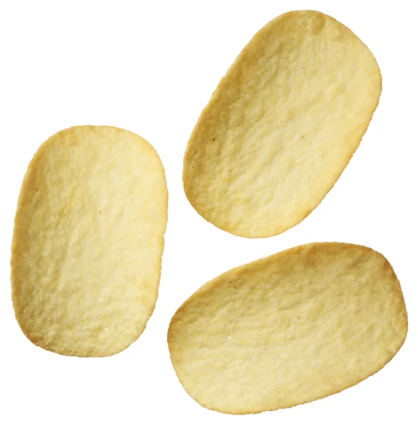 Картопляні чіпси ізольовані на білому тлі — стокове фото