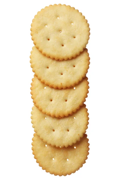 Galletas saladas aisladas sobre fondo blanco — Foto de Stock