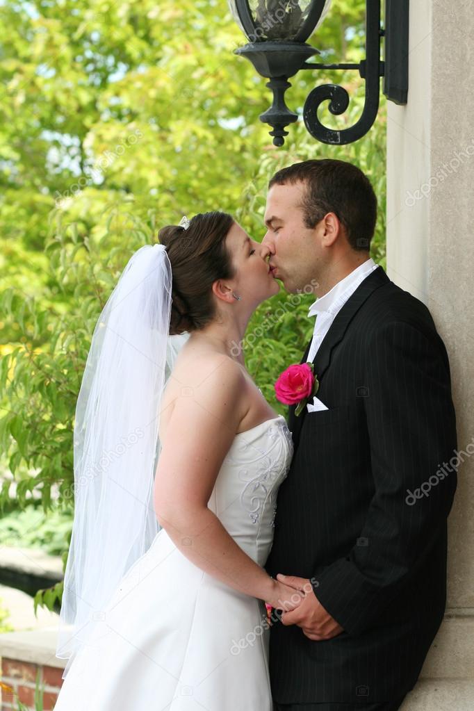 Bride and Groom Kissing