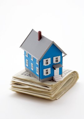 Beyaz arka plan üzerinde izole dolarları model evi