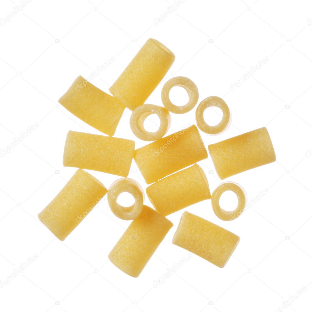 Tubetti dry pasta isolated on a white background