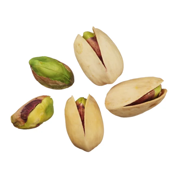 Pistachos aislados sobre fondo blanco, de cerca — Foto de Stock