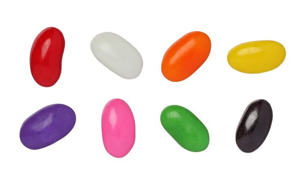 Jellybeans geïsoleerd op een witte achtergrond, close-up — Stockfoto