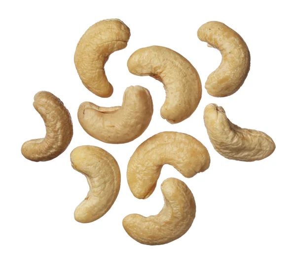 Cashewnoten geïsoleerd op witte achtergrond — Stockfoto